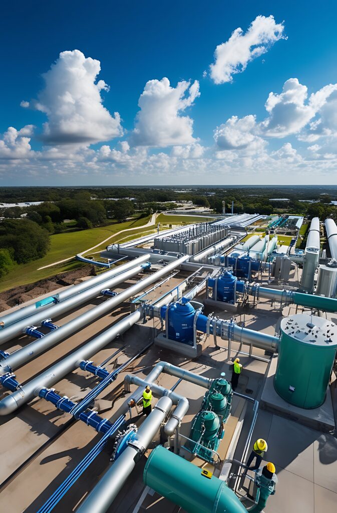 aerial view of water pipe network